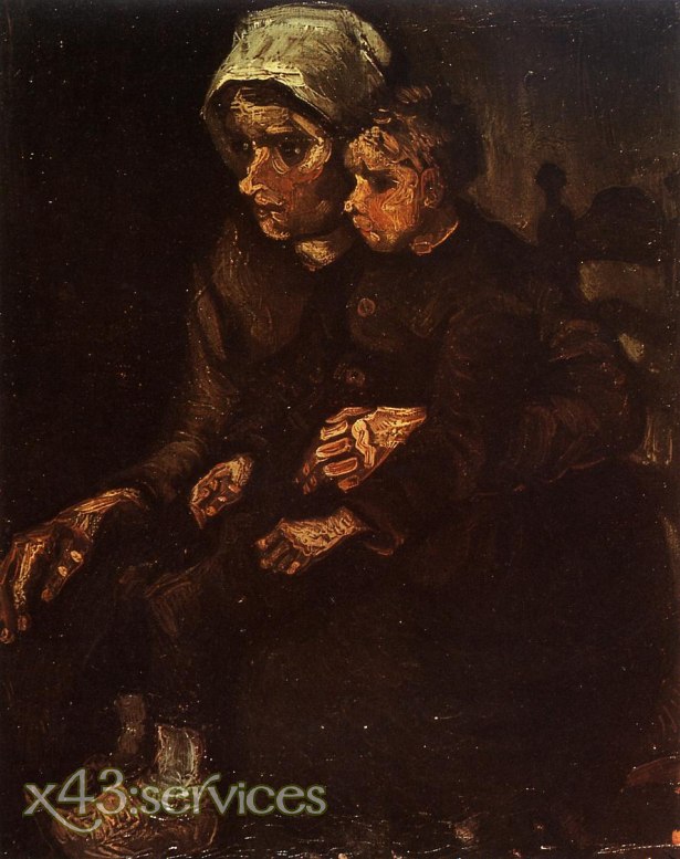Vincent van Gogh - Baeuerin mit einem Kind auf dem Schoss